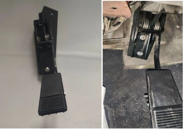 icked Wrench Motorsports version one pedal mount bracket shown installed on a Jeep JK and on a bench matching GM electronic pedal part twentyfiveseightthreethiszeroszerotwofour which is not included