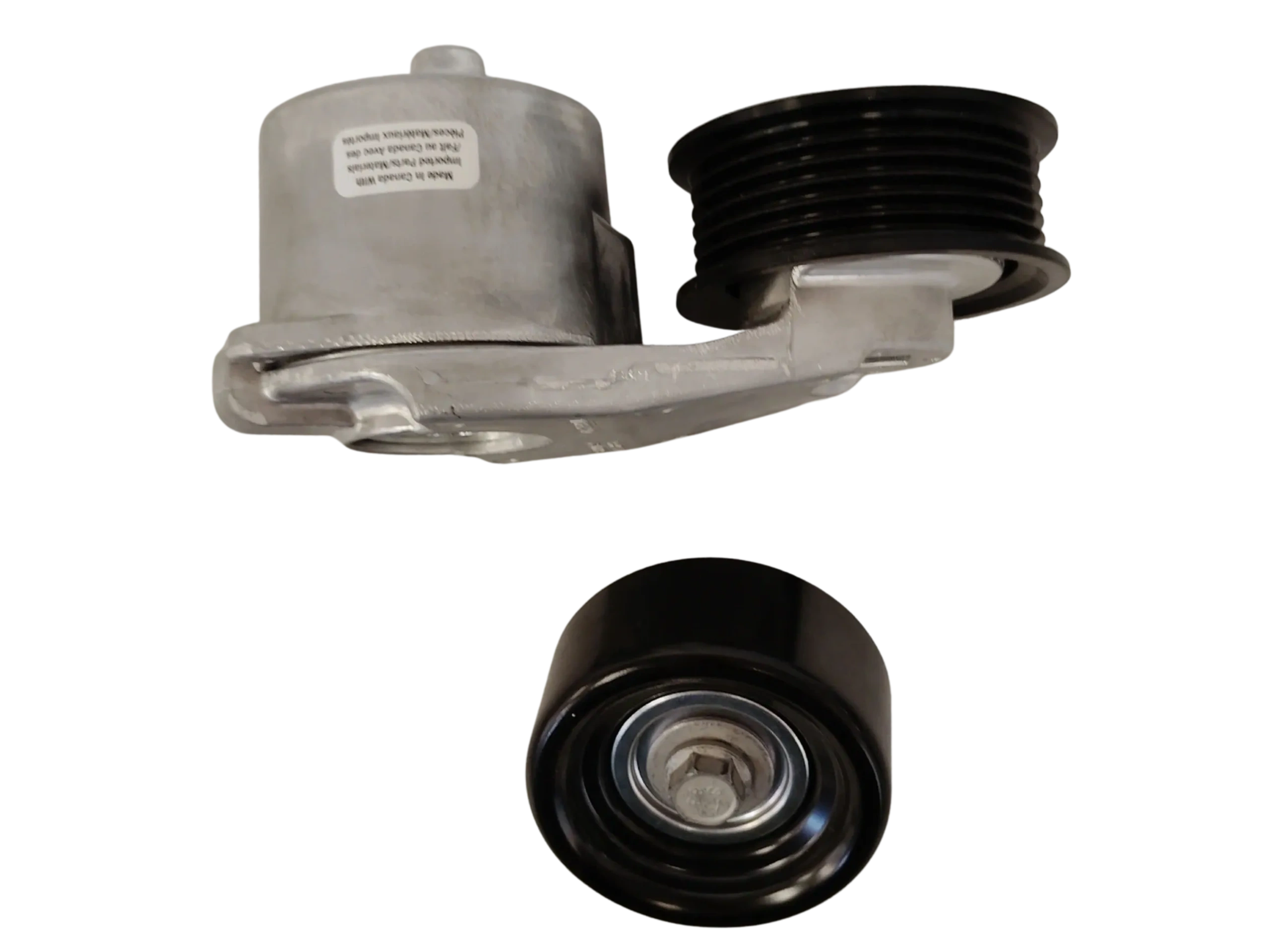 Wicked Wrench Motorsports Gen V LT accessory drive basic kit Option 1 showing the genuine GM tensioner and smooth idler pulley hardware