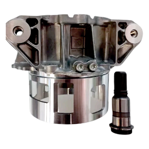 Wicked Wrench Motorsports 8L90 fourbyfour transmission conversion tailhousing adapter side view layout on a shop bench
