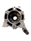 Wicked Wrench Motorsports 8L90 fourbyfour transmission conversion kit showing internal tailhousing layout and output shaft profiling on a shop bench