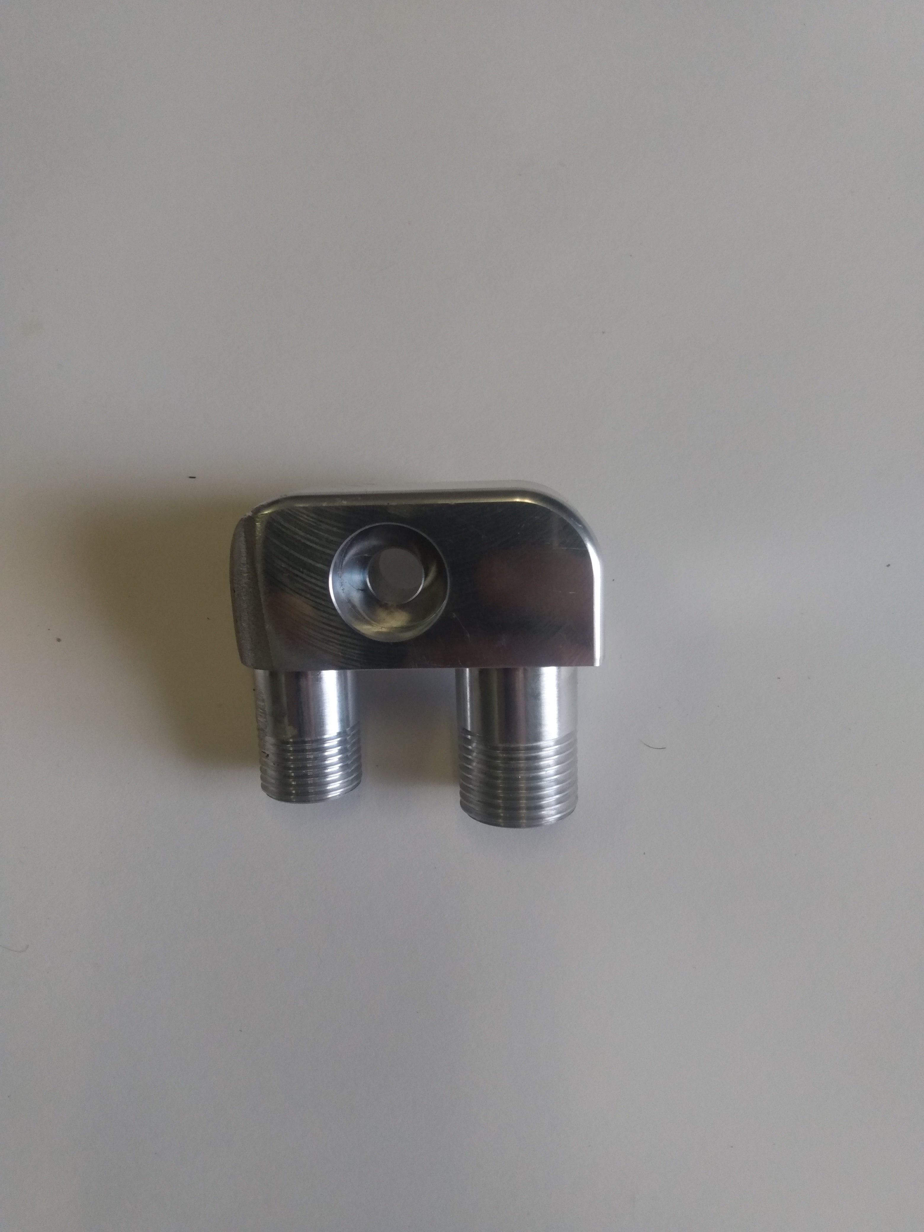 Wicked Wrench Motorsports custom billet Gen V AC adapter manifold block highlighting minus eight AN and minus ten AN fitting line connections